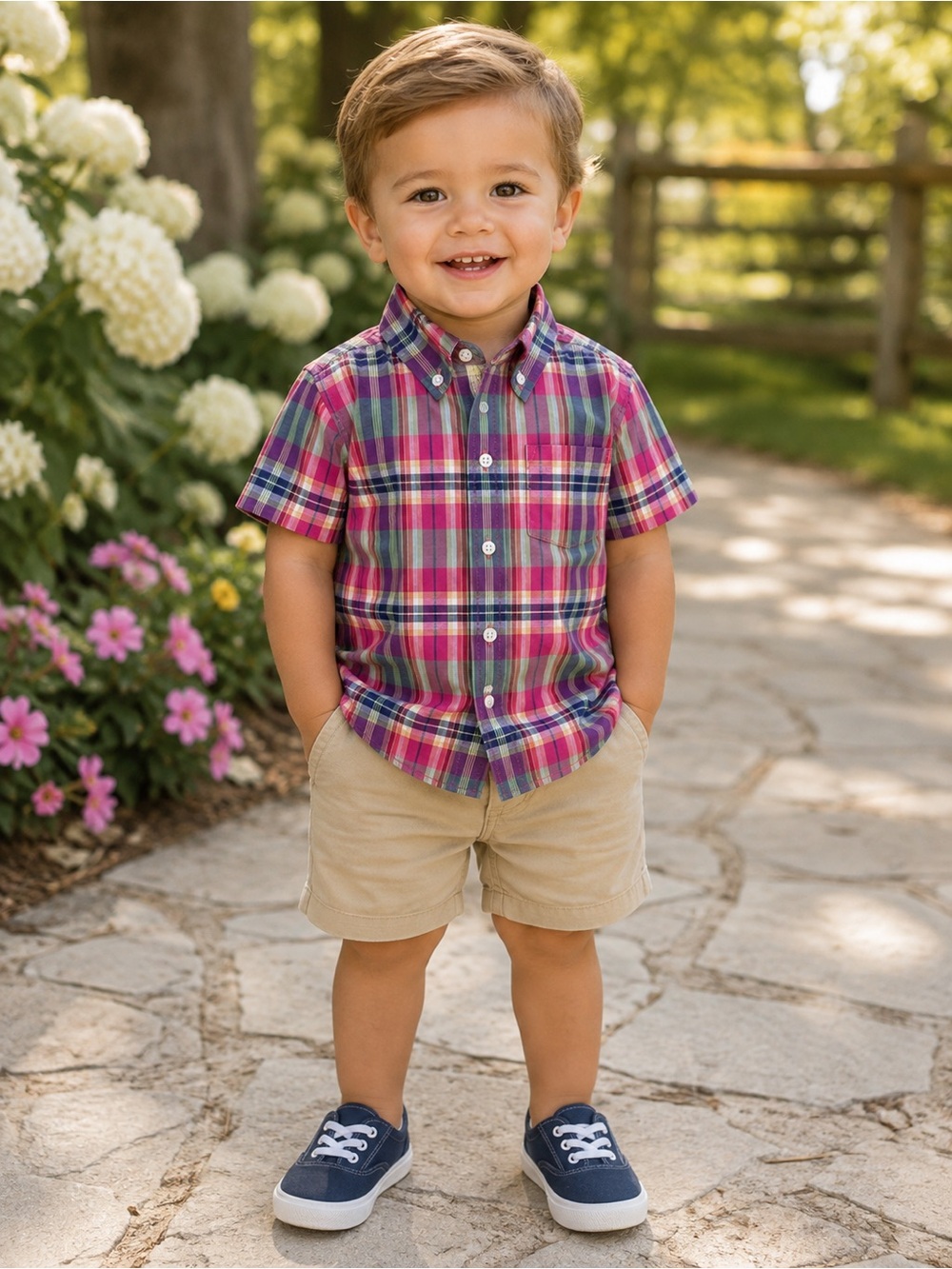 Janie and Jack Boys 2T Plaid Button Front Shirt Short Sleeve NWT Colorful